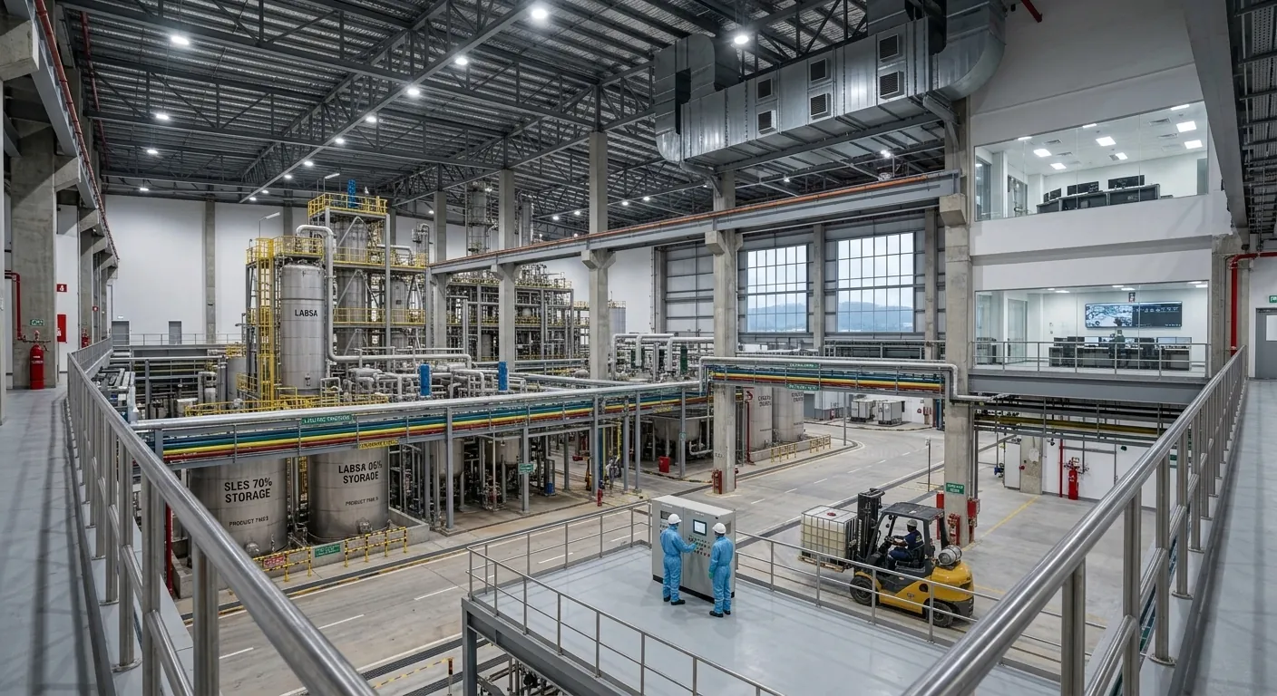 Modern manufacturing plant with production staff